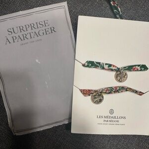 Sezane Floral Medallion Bracelets - Green and Red